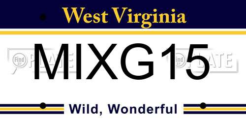 MIXG15 West Virginia License Plate
