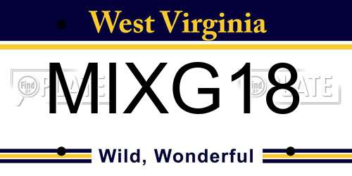 MIXG18 West Virginia License Plate