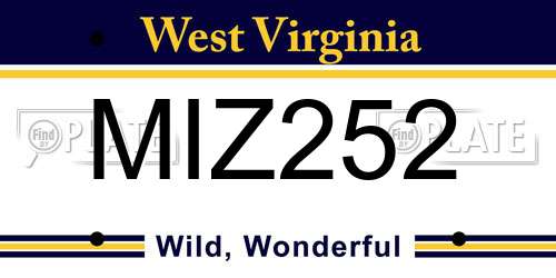 MIZ252 West Virginia License Plate