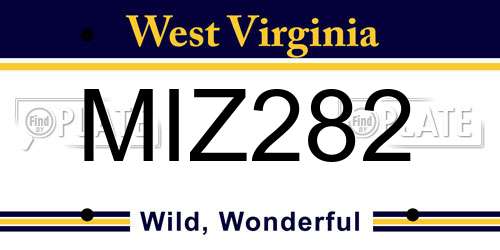 MIZ282 West Virginia License Plate