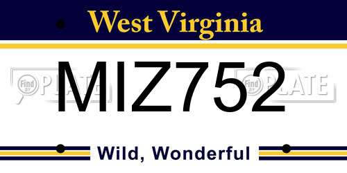 MIZ752 West Virginia License Plate