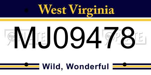 MJ09478 West Virginia License Plate