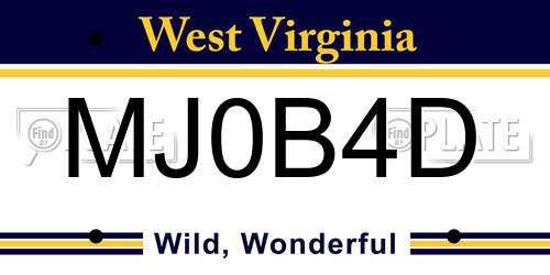 MJ0B4D West Virginia License Plate