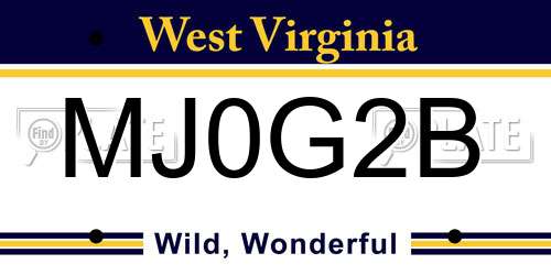 MJ0G2B West Virginia License Plate