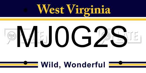 MJ0G2S West Virginia License Plate