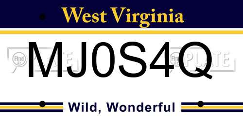 MJ0S4Q West Virginia License Plate