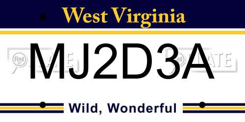 MJ2D3A West Virginia License Plate