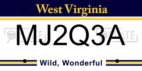 MJ2Q3A West Virginia License Plate