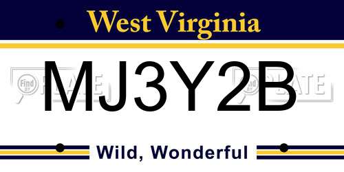 MJ3Y2B West Virginia License Plate