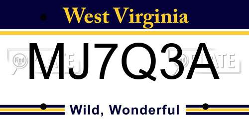 MJ7Q3A West Virginia License Plate