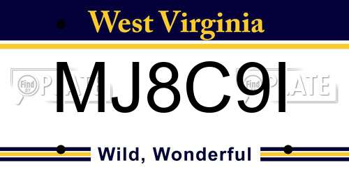 MJ8C9I West Virginia License Plate