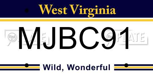 MJBC91 West Virginia License Plate