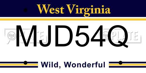 MJD54Q West Virginia License Plate