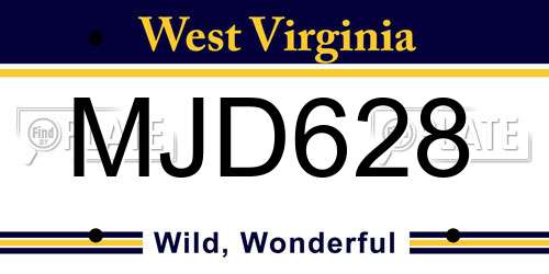 MJD628 West Virginia License Plate