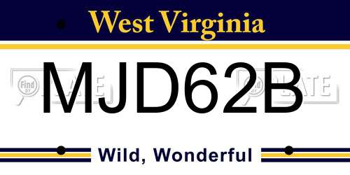 MJD62B West Virginia License Plate