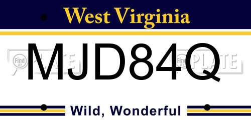 MJD84Q West Virginia License Plate