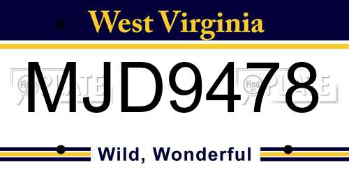 MJD9478 West Virginia License Plate