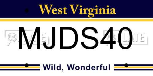 MJDS40 West Virginia License Plate