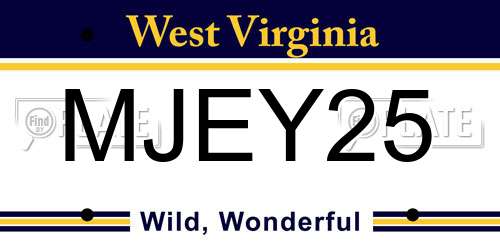 MJEY25 West Virginia License Plate