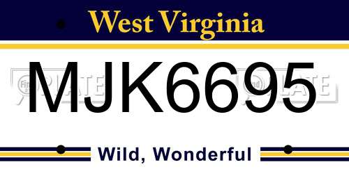 MJK6695 West Virginia License Plate
