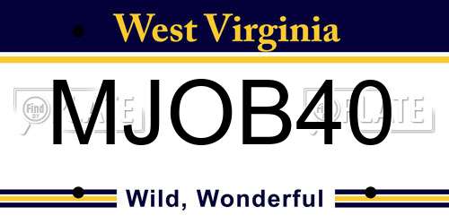 MJOB40 West Virginia License Plate