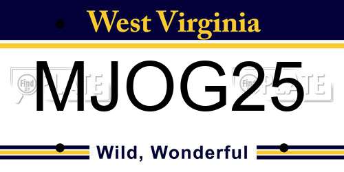 MJOG25 West Virginia License Plate
