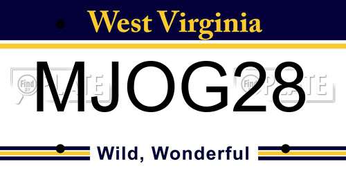 MJOG28 West Virginia License Plate