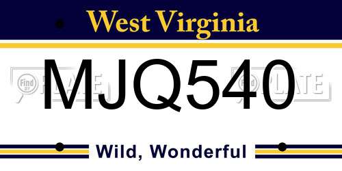 MJQ540 West Virginia License Plate