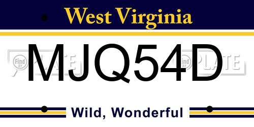 MJQ54D West Virginia License Plate