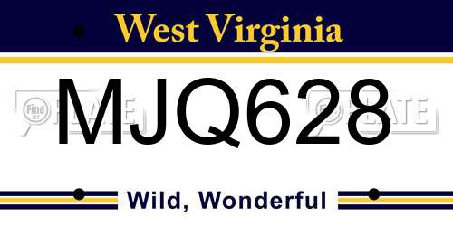 MJQ628 West Virginia License Plate