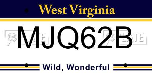 MJQ62B West Virginia License Plate