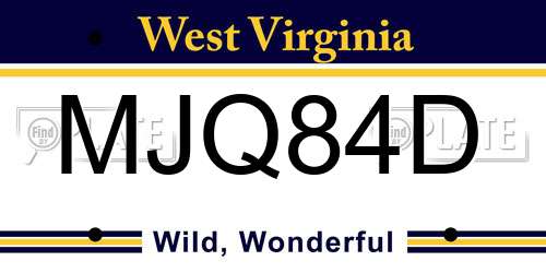 MJQ84D West Virginia License Plate