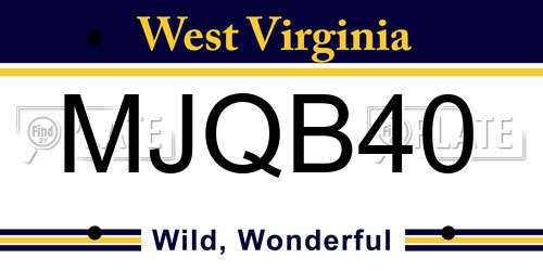 MJQB40 West Virginia License Plate