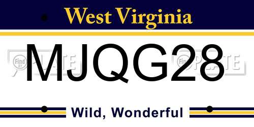 MJQG28 West Virginia License Plate