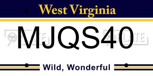 MJQS40 West Virginia License Plate