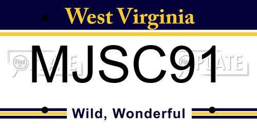 MJSC91 West Virginia License Plate