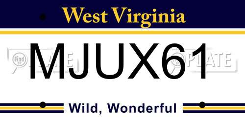 MJUX61 West Virginia License Plate