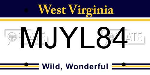 MJYL84 West Virginia License Plate