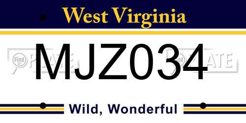 MJZ034 West Virginia License Plate