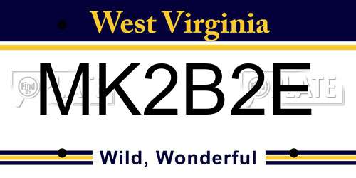 MK2B2E West Virginia License Plate