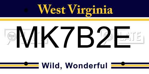 MK7B2E West Virginia License Plate