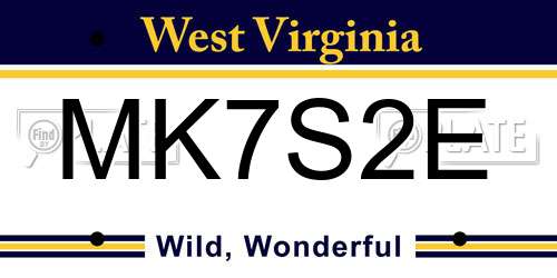 MK7S2E West Virginia License Plate
