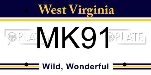 MK91 West Virginia License Plate