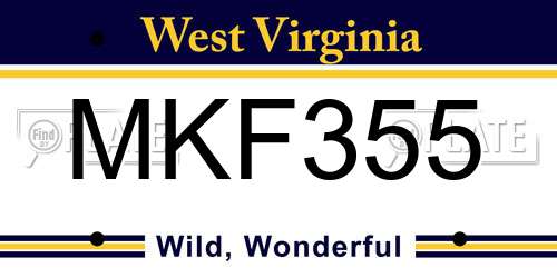 MKF355 West Virginia License Plate