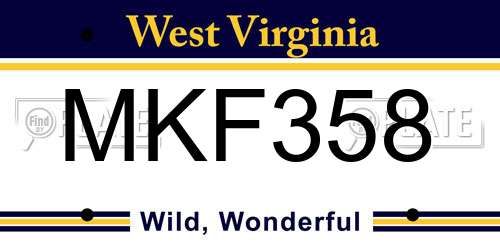 MKF358 West Virginia License Plate