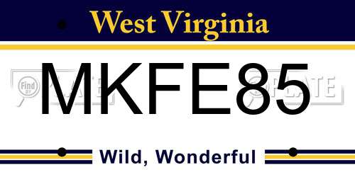 MKFE85 West Virginia License Plate