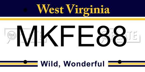 MKFE88 West Virginia License Plate