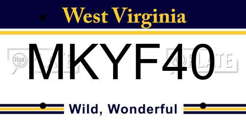 MKYF40 West Virginia License Plate