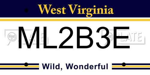 ML2B3E West Virginia License Plate