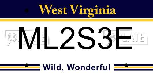 ML2S3E West Virginia License Plate